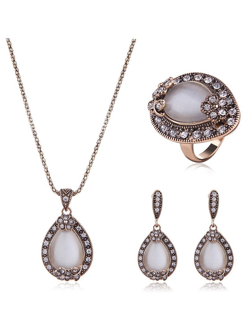 

Faux Opal Water Drop Jewelry Set, White