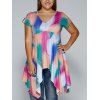 V Neck Feuilles Imprimer Handckerchief Blouse - multicolore 4XL