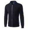 Argyle Splicing Design Plus Taille stand Collar Zip-Up Jacket - Cadetblue L