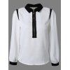 Front Zip Up manches longues en mousseline de soie shirt - Blanc S