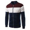 Taille stand Collar Color Block Splicing design Rib plus Zip-Up Jacket - Rouge 3XL