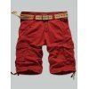 Zipper Fly multi point Snap bouton poches Cargo Shorts - Rouge 36