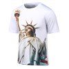 Plus Size 3D Statue de la Liberté Imprimer col rond manches courtes T-shirt - Blanc L