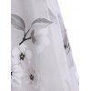 See-Through Floral Print Dress - WHITE S