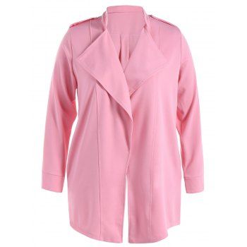 

Stand Collar Waterfall Coat With Epaulet, Pink