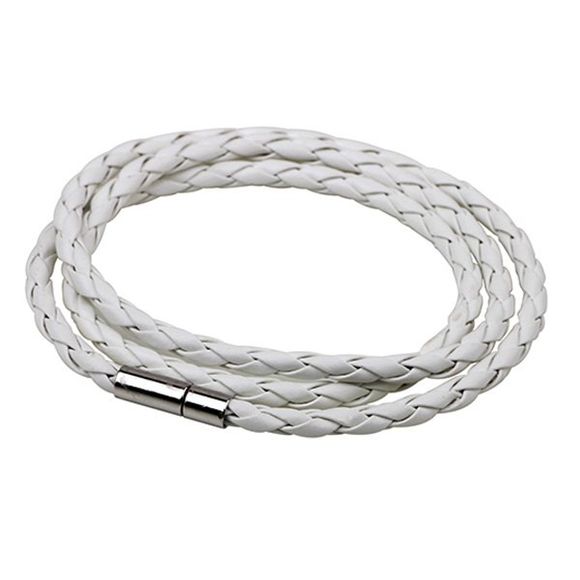 Bracelet en Cordes de Simili Cuir Tressées - Blanc 