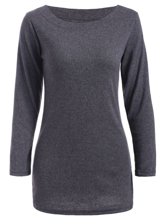 Round Neck flocage Slimming T-shirt - Gris ONE SIZE