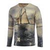 3D Sailing Print V-Neck Long Sleeve Sweater - COLORMIX M