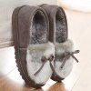 Suede Bow Faux Fur Slippers - Gris 38
