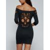 Robe Fourreau Courte Ajourée à épaules Dénudées - Noir S