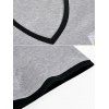 V-Neck Short Sleeve Alluring Girl Print T-Shirt - GRAY 3XL