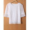 Floral Laciness Flare manches T-shirt - Blanc S