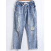 Taille coulissée loose Aménagée Ripeed Distressed Jeans - Bleu Toile de Jean M