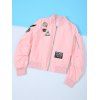 Patched Zipper Bomber Jacket - PINK S