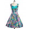 Sweetheart Neck Floral Print Dress - Bleu Tiffany S