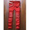 Zipper-up Tirettes Décorées Jeans - Rouge 30