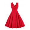 Retro Sleeveless Tea Length Party Dress - RED 3XL