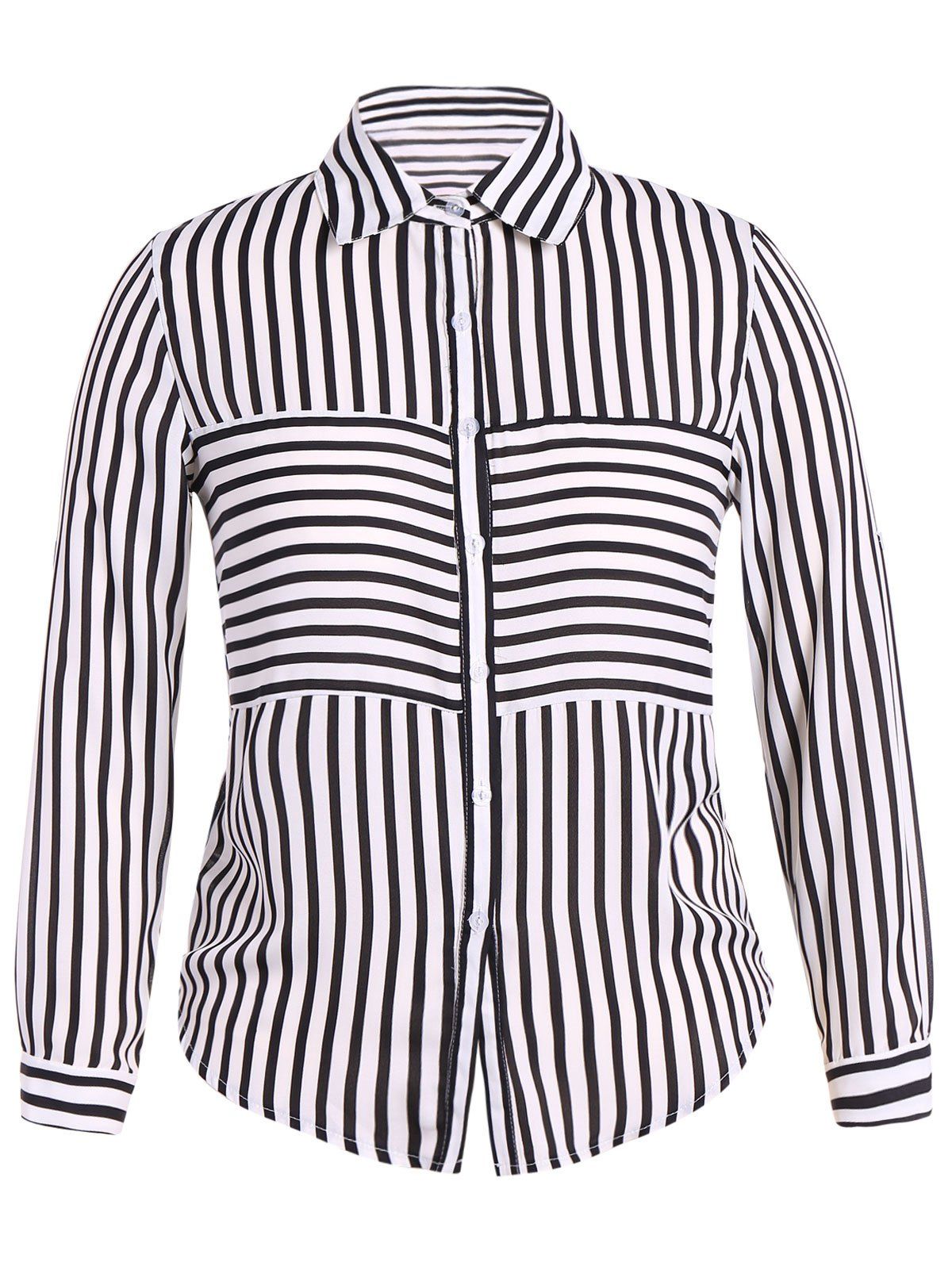 

Plus Size Striped Shirt, White