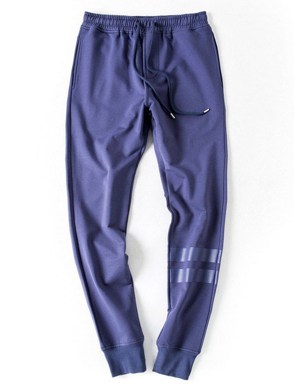 

Striped Embellished Lace-Up Beam Feet Jogger Pants, Azure