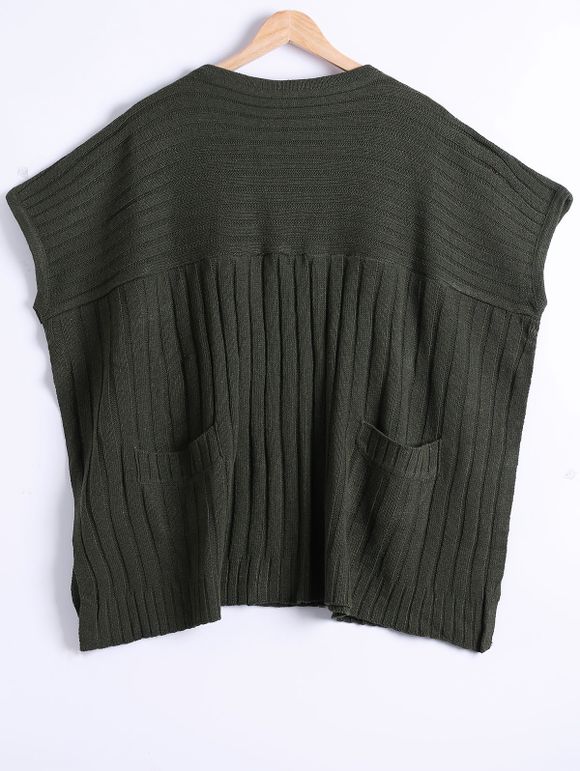 Sweater Cape style Side Slit ample - Vert Armée ONE SIZE