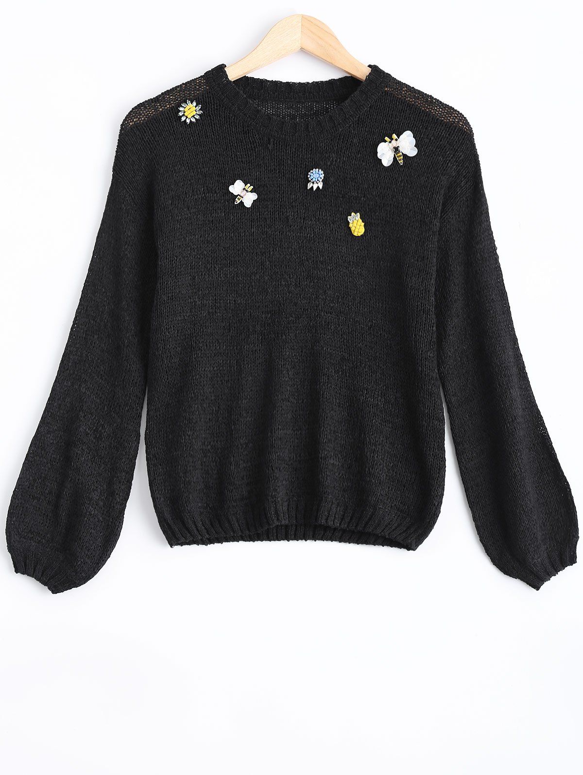

Jewelled Pullover Sweater, Black