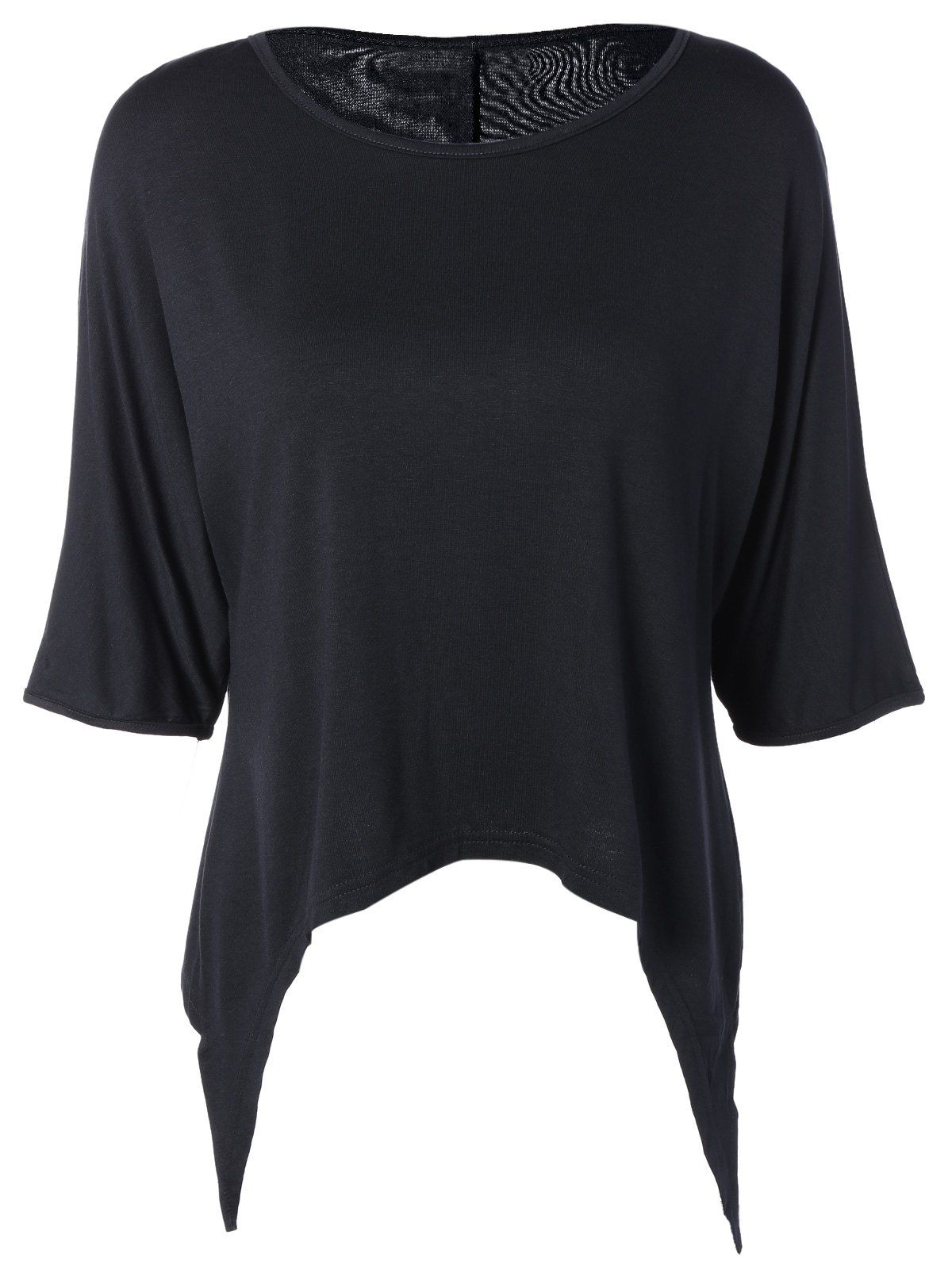

Half Sleeve Asymmetric T-Shirt, Black