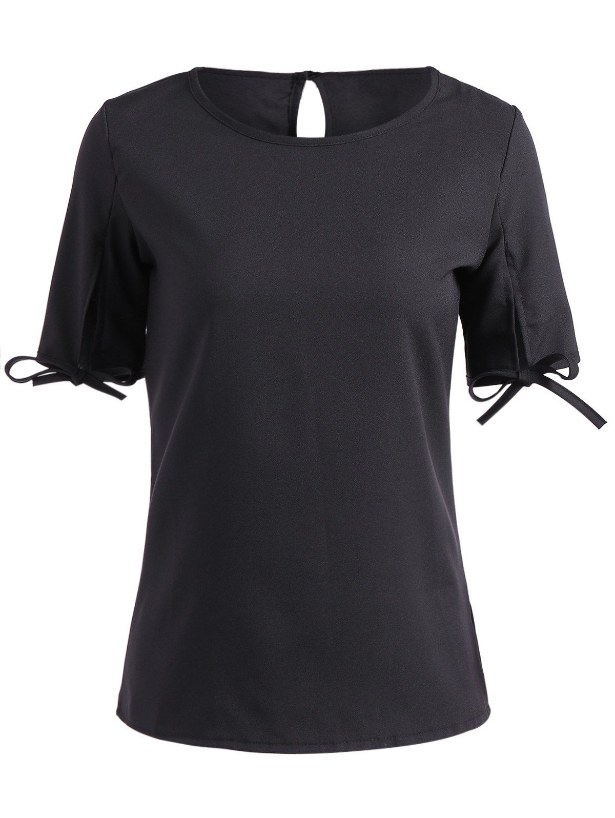 

Split Sleeve Cut Out T-Shirt, Black