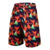 Taille élastique imprimé géométrique Color Block Basketball Shorts - multicolore L