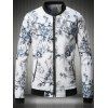 3D Fleur Peinture chinoise Imprimer pied de col Plus Size Baseball Jacket - Blanc L