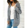 Knitted Open Front Cardigan With Pockets - GRAY ONE SIZE