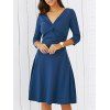 Manches 3/4 Twist-Front Robe taille haute - Cadetblue L