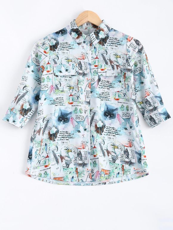 HLAF manches Kitty et Letter Print Shirt - Blanc S