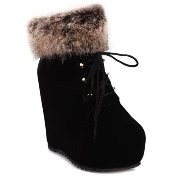 

Hidden Wedge Studded Short Boots, Black