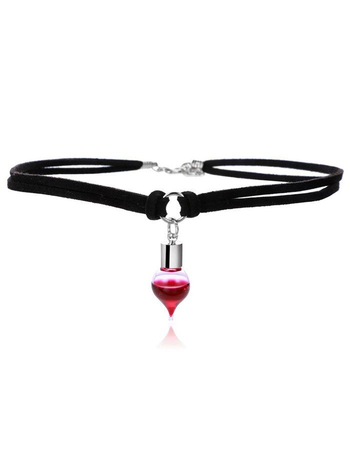 Faux Leather Round Blood Halloween Choker - BLACK 