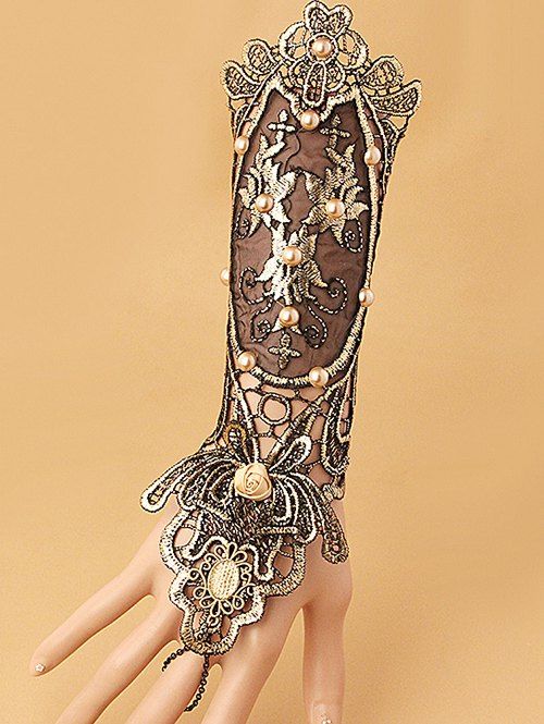 Faux Pearl Rose Lace Glove Bracelet - COLORMIX 