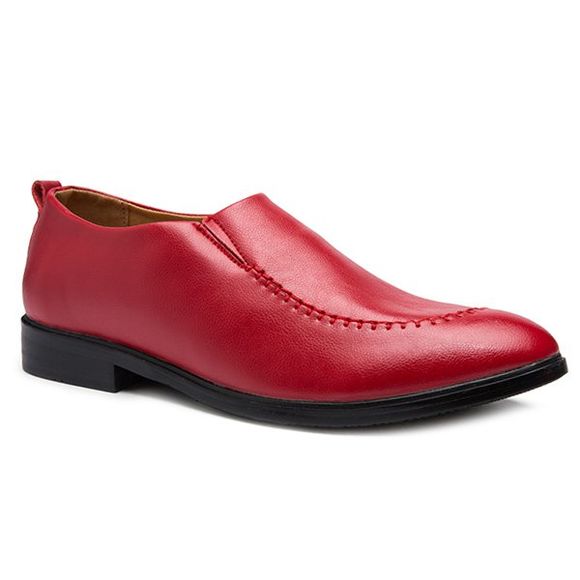 Orteil Pointu en Cuir pu Couture Chaussures Occasionnelles - Rouge 43
