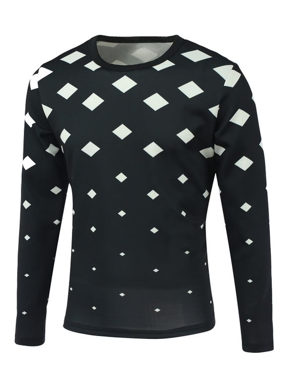 Imprimé géométrique col rond manches longues hommes s 'Sweatshirt - Noir XL