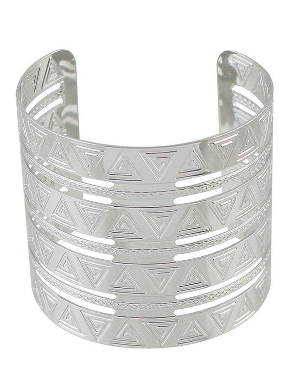 

Punk Alloy Engraved Triangle Cuff Bracelet, Silver