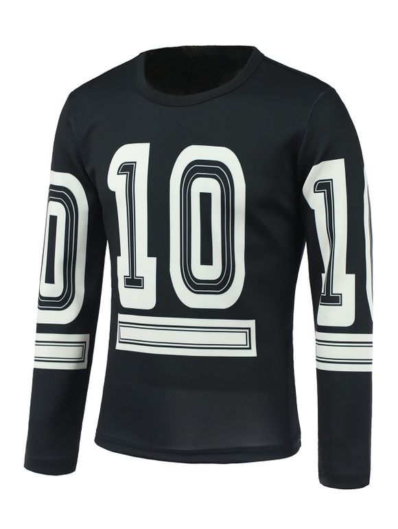 Col rond manches longues Number Ten Sweatshirt Imprimer - Noir 3XL
