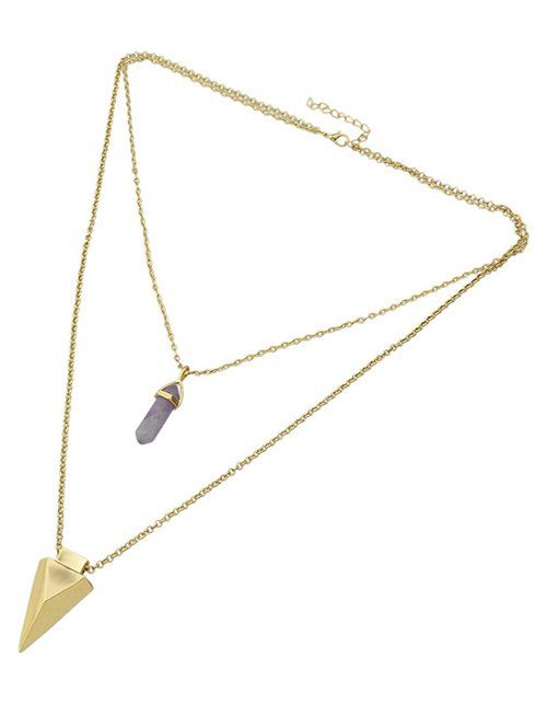 

Layered Faux Gem Triangle Pendant Necklace, Golden