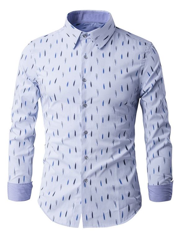 Shirt anti-rides conception à manches longues imprimé - Bleu clair 3XL