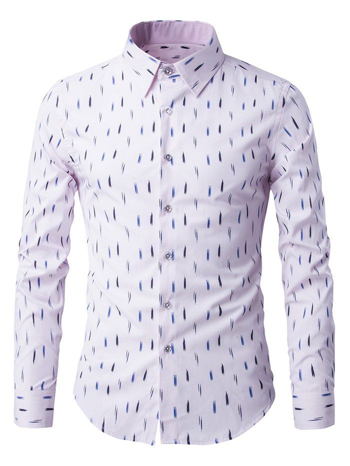 

Anti-Wrinkle Design Printed Long Sleeve Shirt, Pink