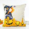 Halloween Pumpkin Witch Cartoon Pattern Cushion Pillow Case - BEIGE 