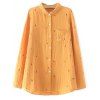 Shirt manches longues col brodé en vrac shirt - Orange Jaune 2XL