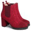 Bottes Elastic Band Suede Lace Splicing cheville - Rouge 39