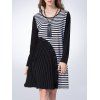 Stripe Asymmetrical lâche robe droite - Noir L