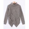 Turtle Neck Long Sleeve High Low Pullover Sweater - GRAY ONE SIZE