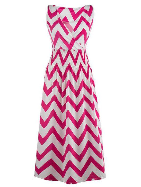 

Sleeveless Surplice Zig Zag Print Dress, Rose madder
