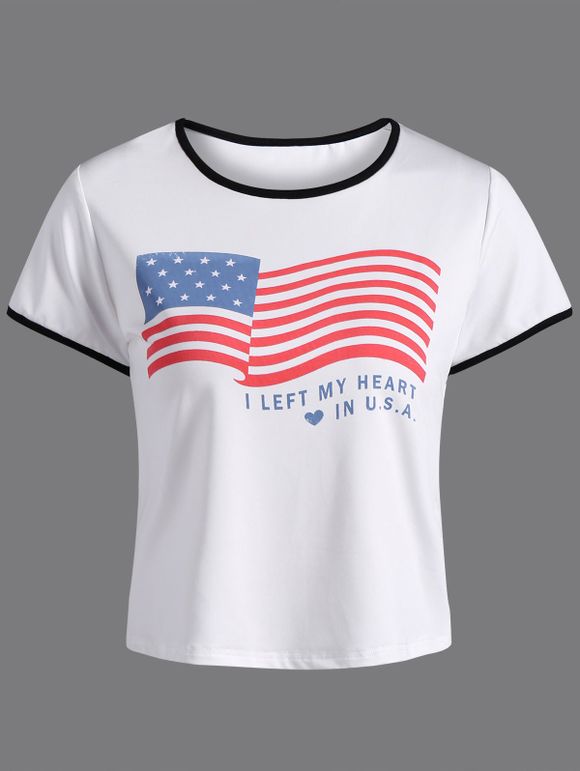 Drapeau américain T-shirt imprimé - Blanc S