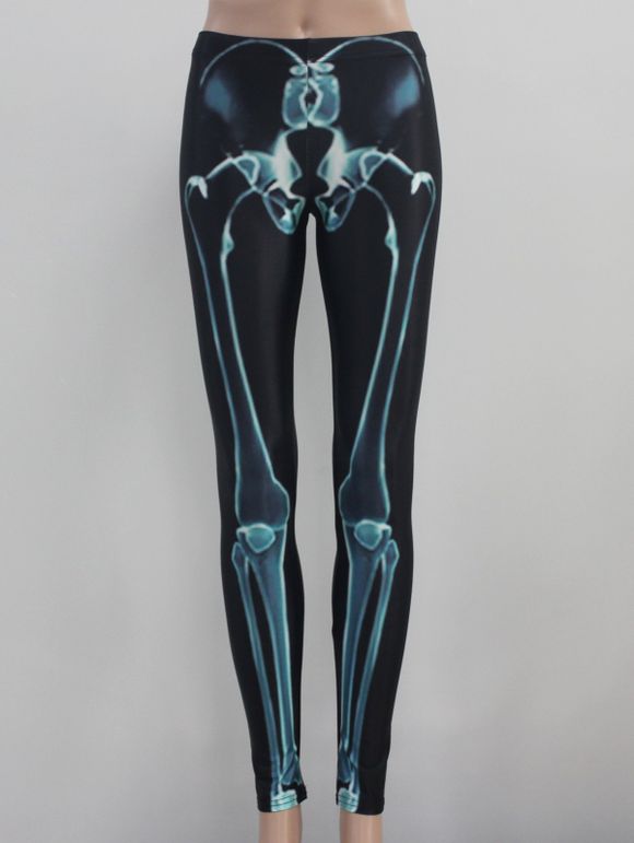 Squelette Imprimer Stretchy taille haute Leggings - Noir M